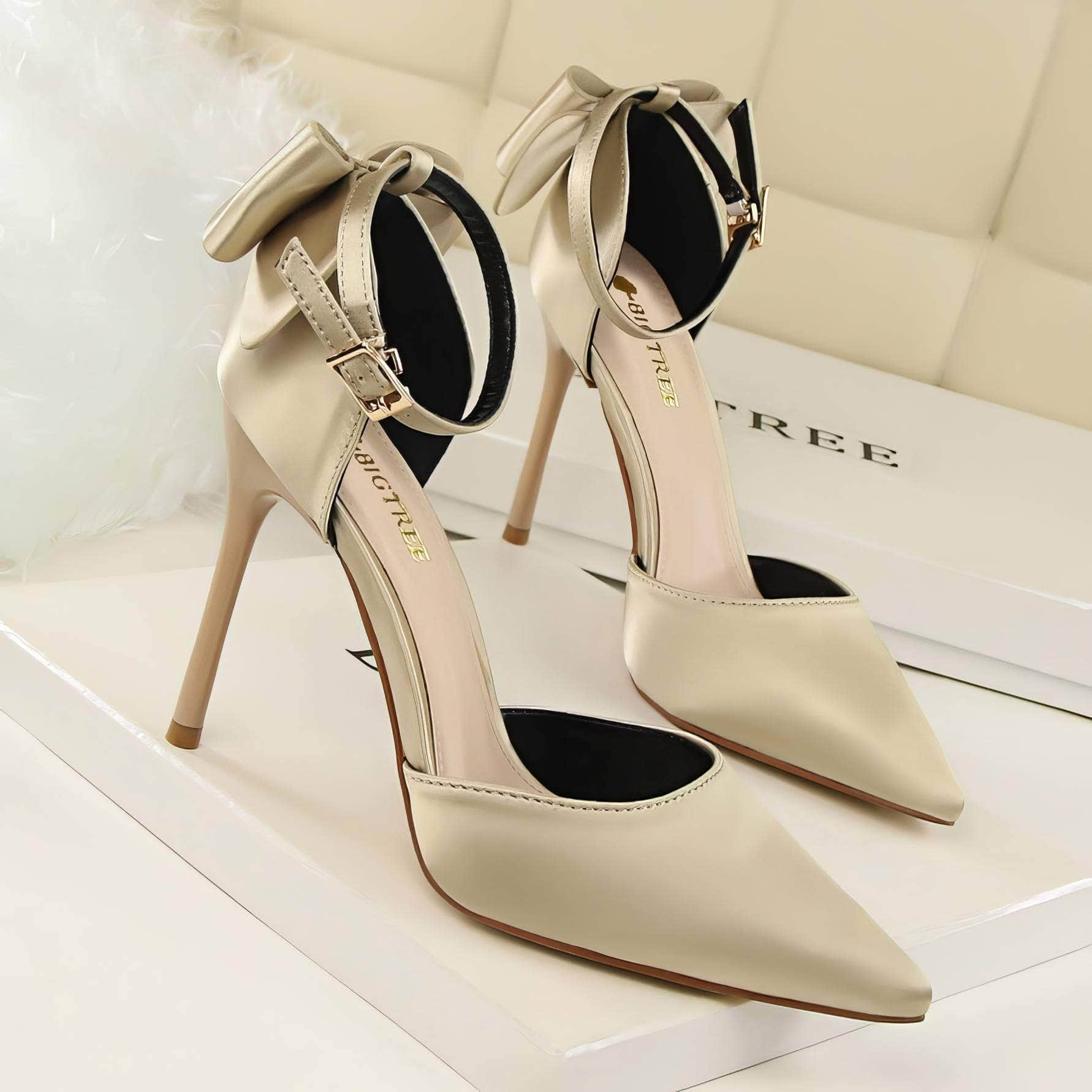 Ankle Strap Bow Detailed Stiletto Heels