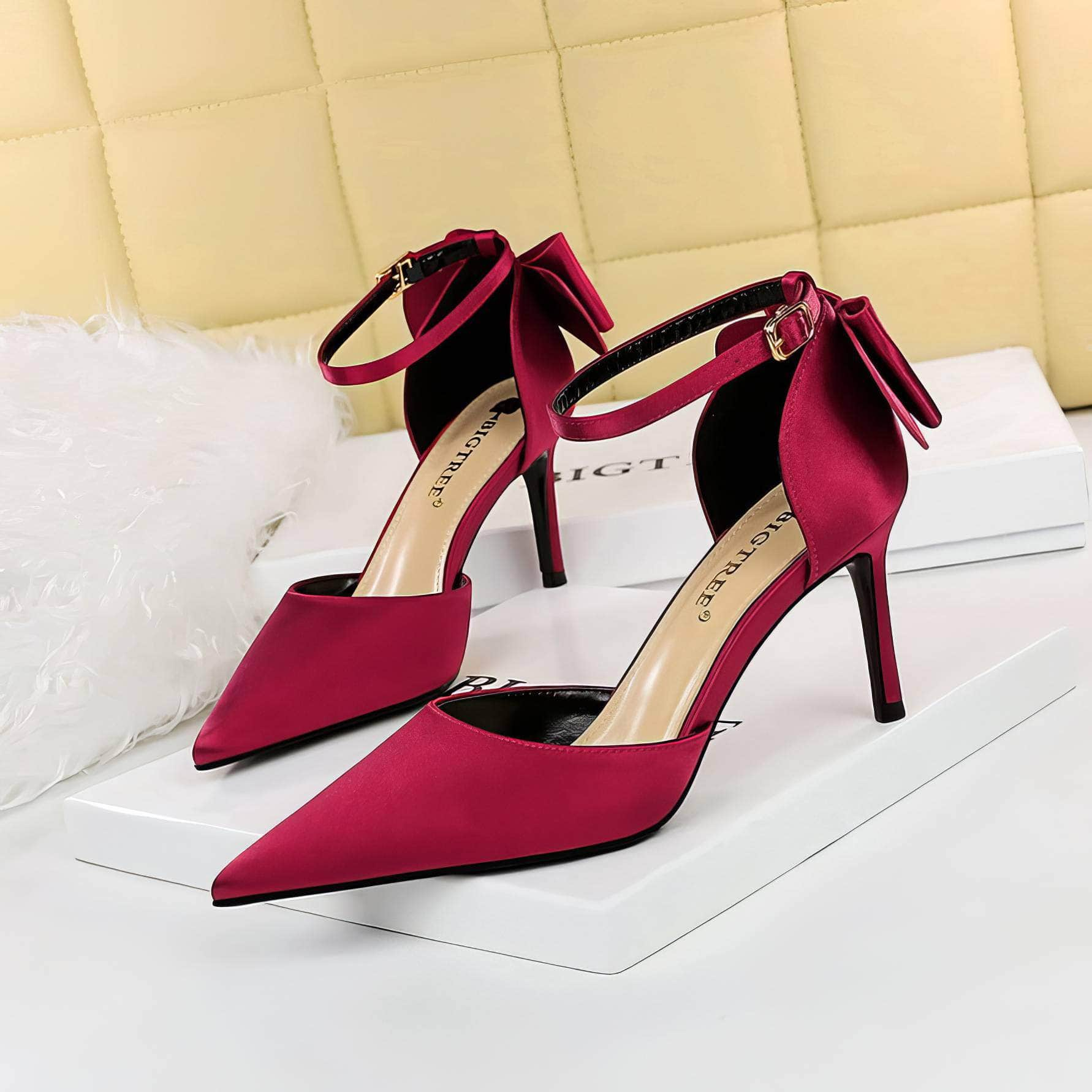 Ankle Strap Bow Detailed Stiletto Heels