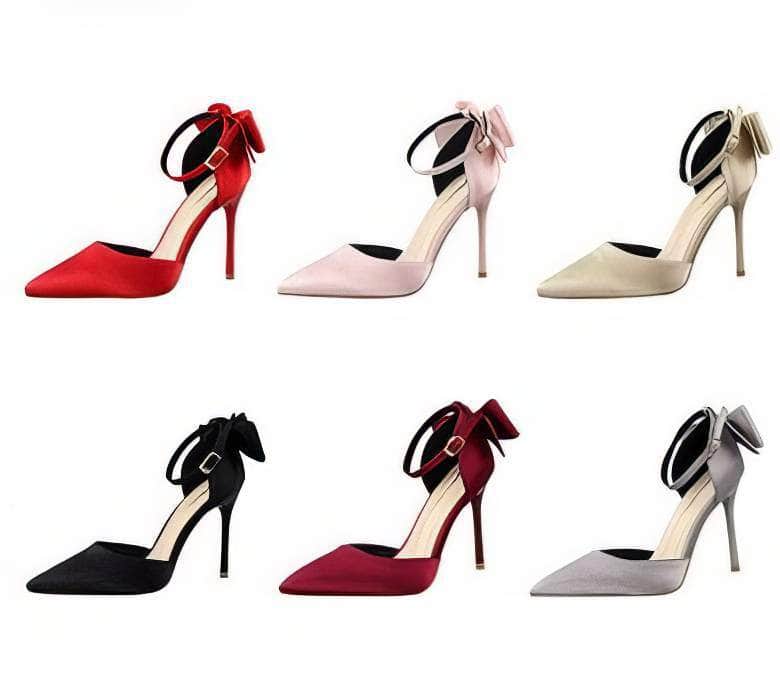 Ankle Strap Bow Detailed Stiletto Heels