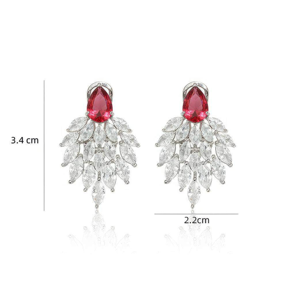 Art Deco Marquise Cut Studded Diamond Imitation Earrings Silver / Clip On