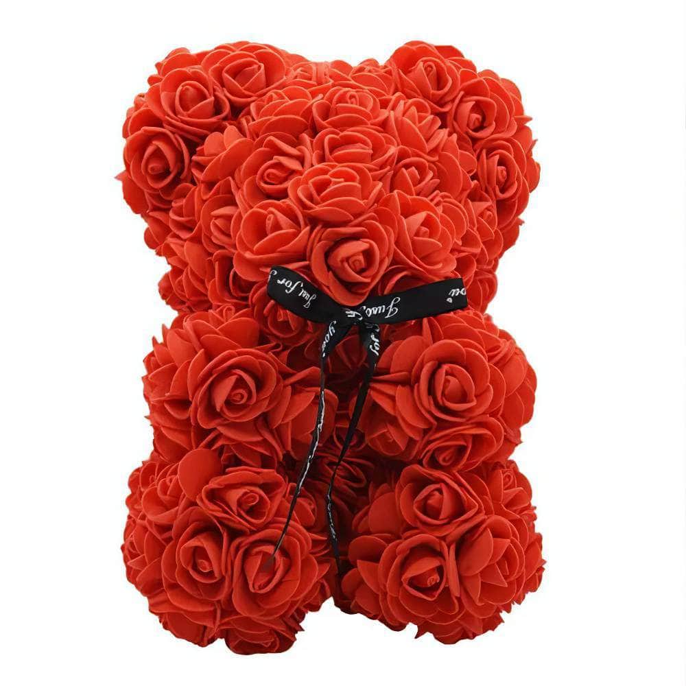 Artificial Flowers 25cm Rose Bear - Girlfriend Anniversary, Christmas, Valentine's Day Gift, Birthday Present for Wedding Party