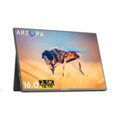 ARZOPA A3C 16'' 2.5K 16:10 Portable Monitor - 100% sRGB, Second Monitor for MAC, Laptop, PC, Xbox, PS4/5, Switch Gamer A3C