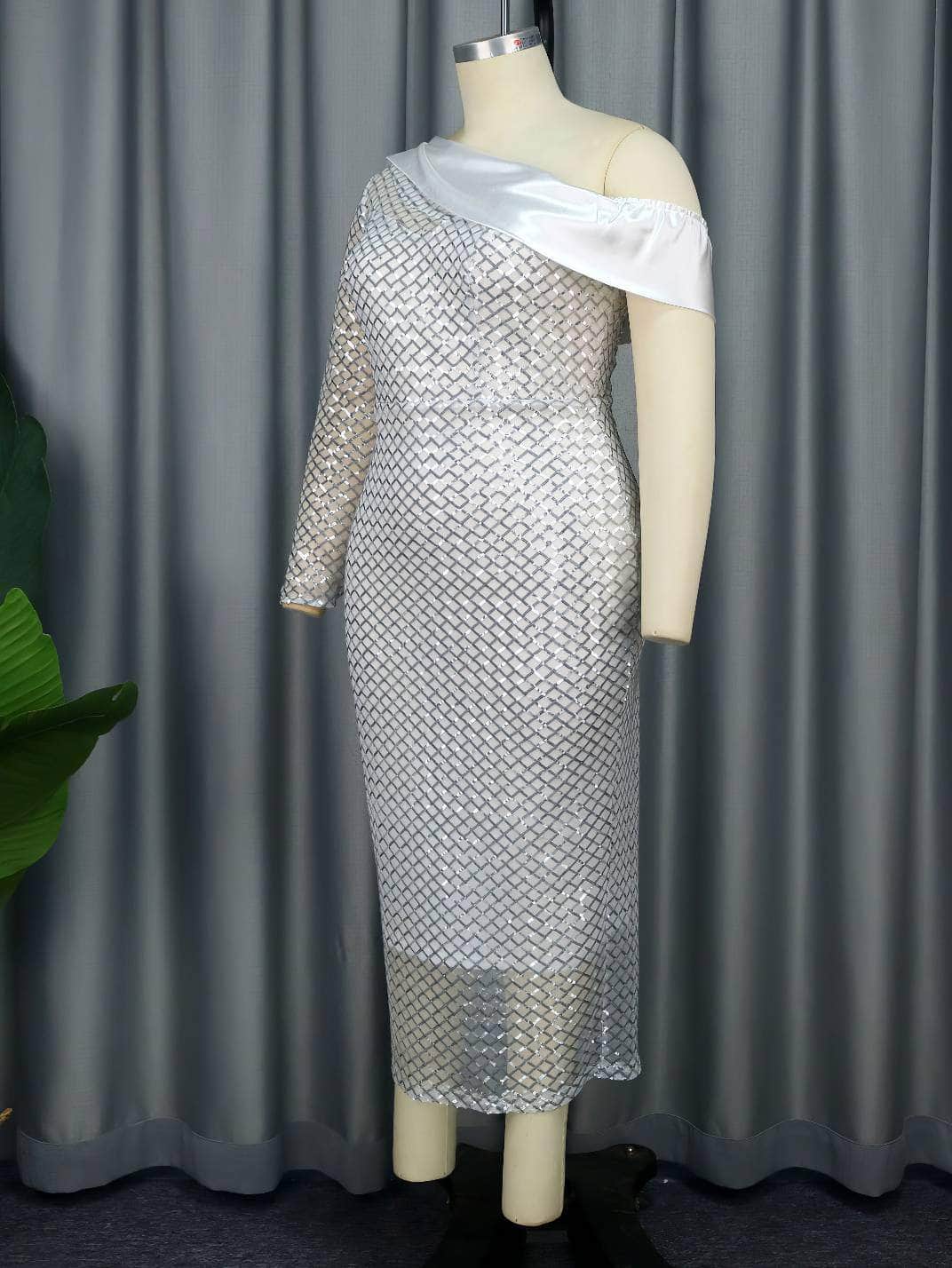 Asymmetrical Hem Sequin Sparkly Bodycon Dress