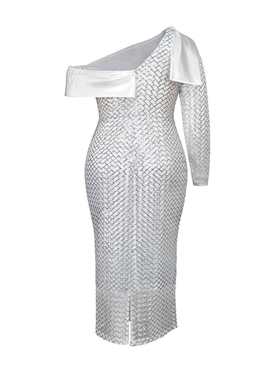 Asymmetrical Hem Sequin Sparkly Bodycon Dress