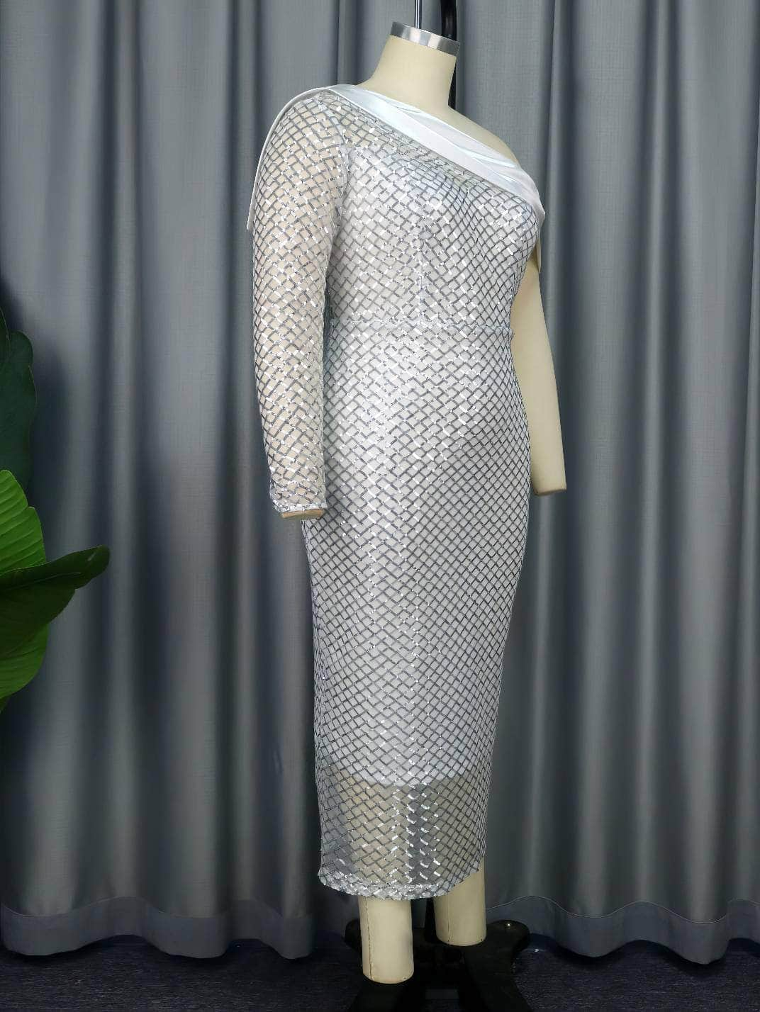 Asymmetrical Hem Sequin Sparkly Bodycon Dress