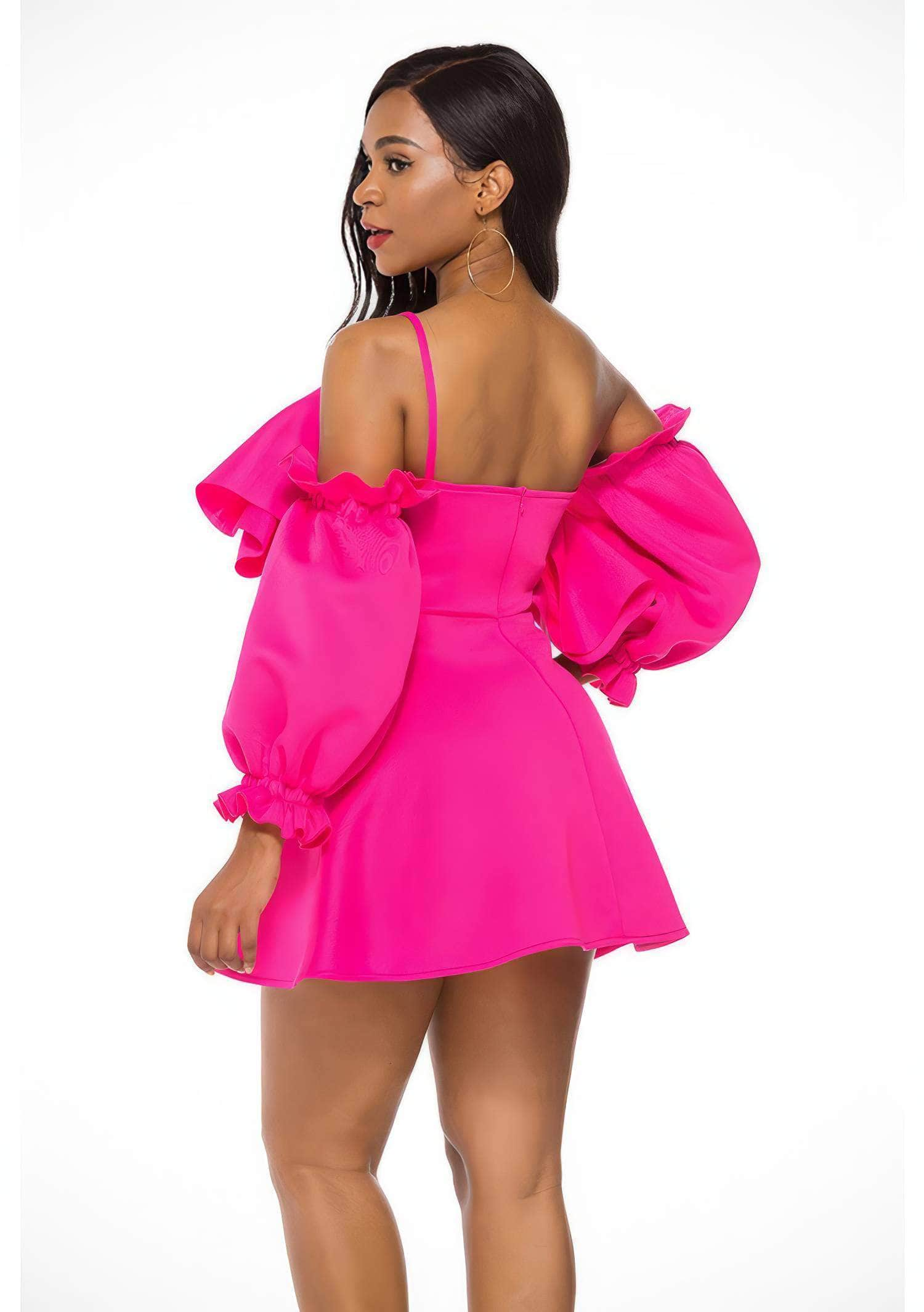 Asymmetrical Ruffle Mini Skater Party Dress