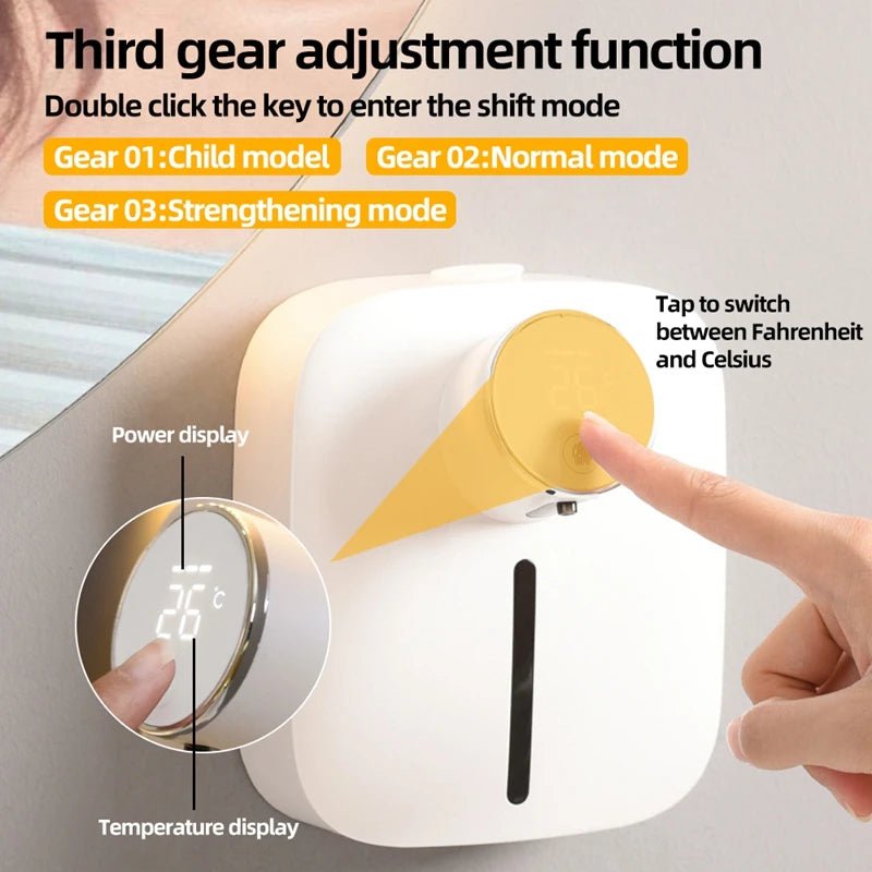 Automatic Wall-Mounted Soap Dispenser with Rechargeable, Temperature Display, and Liquid Foam – Hand Sanitizer Machine