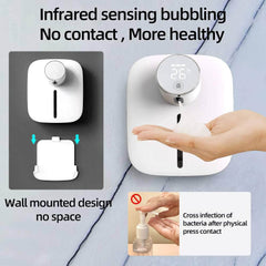 Automatic Wall-Mounted Soap Dispenser with Rechargeable, Temperature Display, and Liquid Foam – Hand Sanitizer Machine