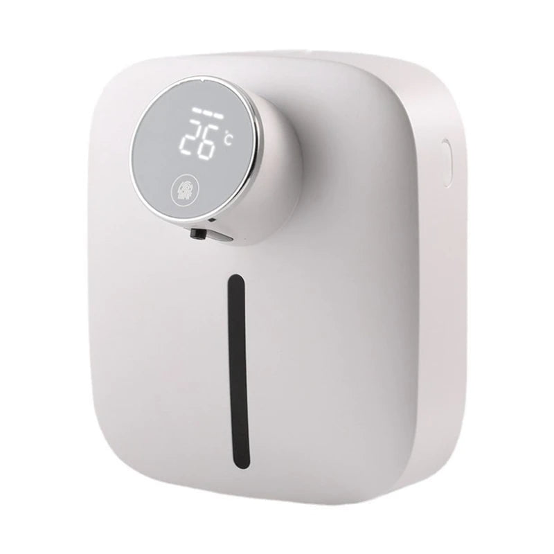 Automatic Wall-Mounted Soap Dispenser with Rechargeable, Temperature Display, and Liquid Foam – Hand Sanitizer Machine White