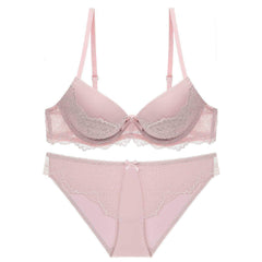 Balconette Floral Lace Detailed Bra Panty Set 70A / Pink