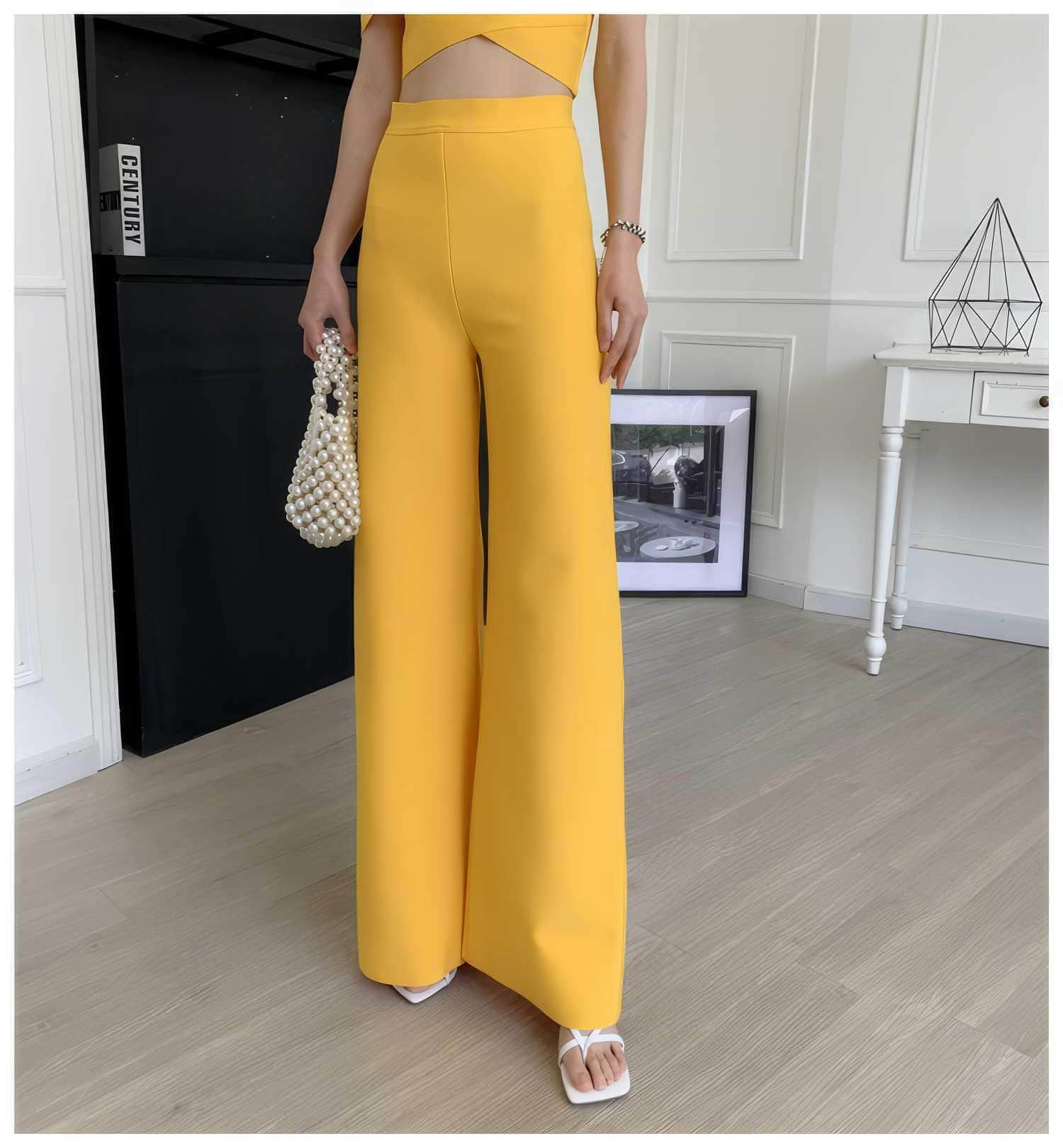 Bandage Top High-Waisted Pants Two-Piece Set