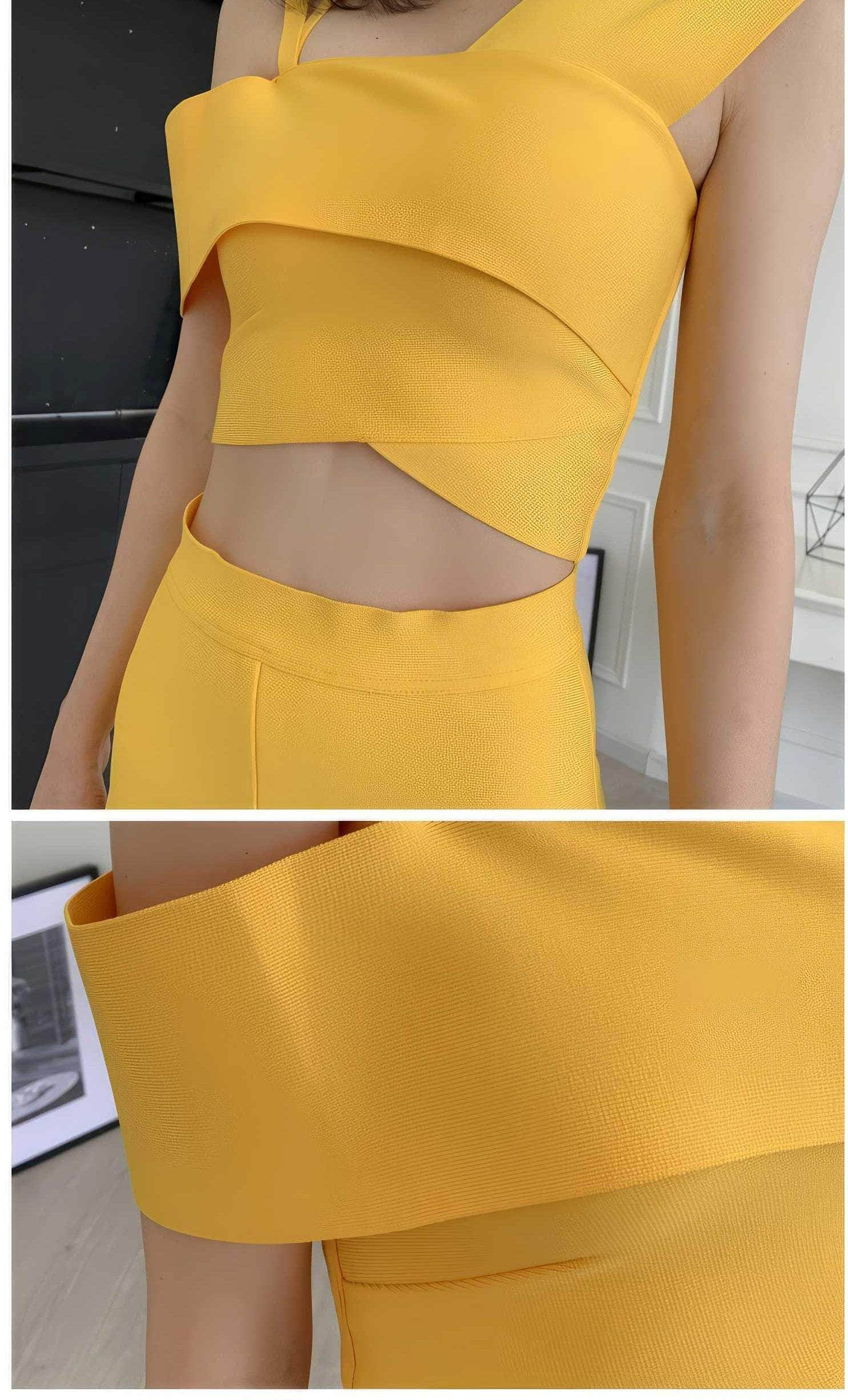 Bandage Top High-Waisted Pants Two-Piece Set