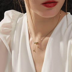 Bar Gilded Fringe Olive Gold Necklace Gold