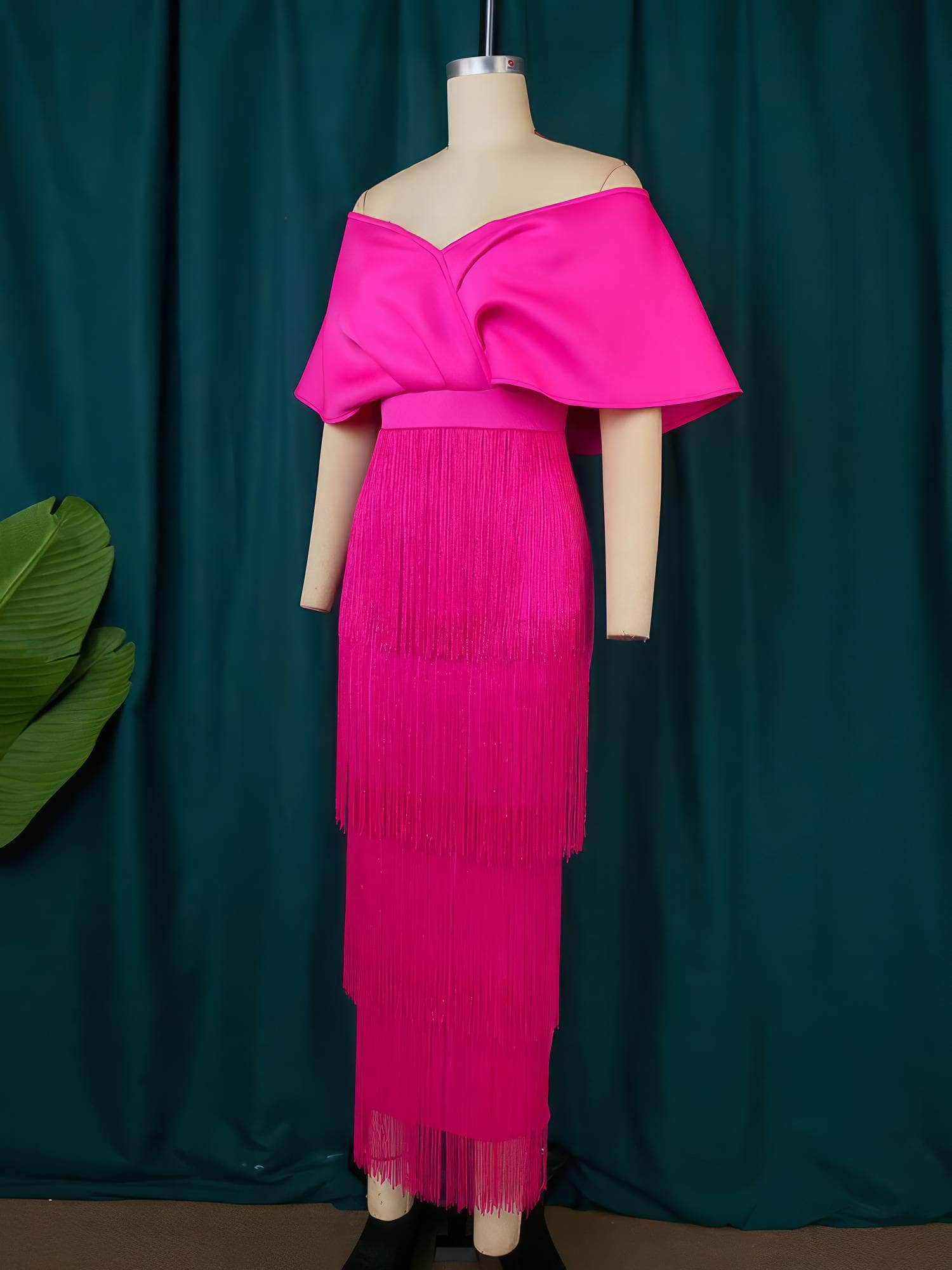 Bardot Fringe Tassel Hem Midi Dress