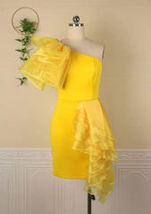 Bare Shoulder Ruffled Organza Mini Dress