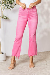 BAYEAS Frayed Hem Bootcut Jeans Fuchsia Pink / 0(24)