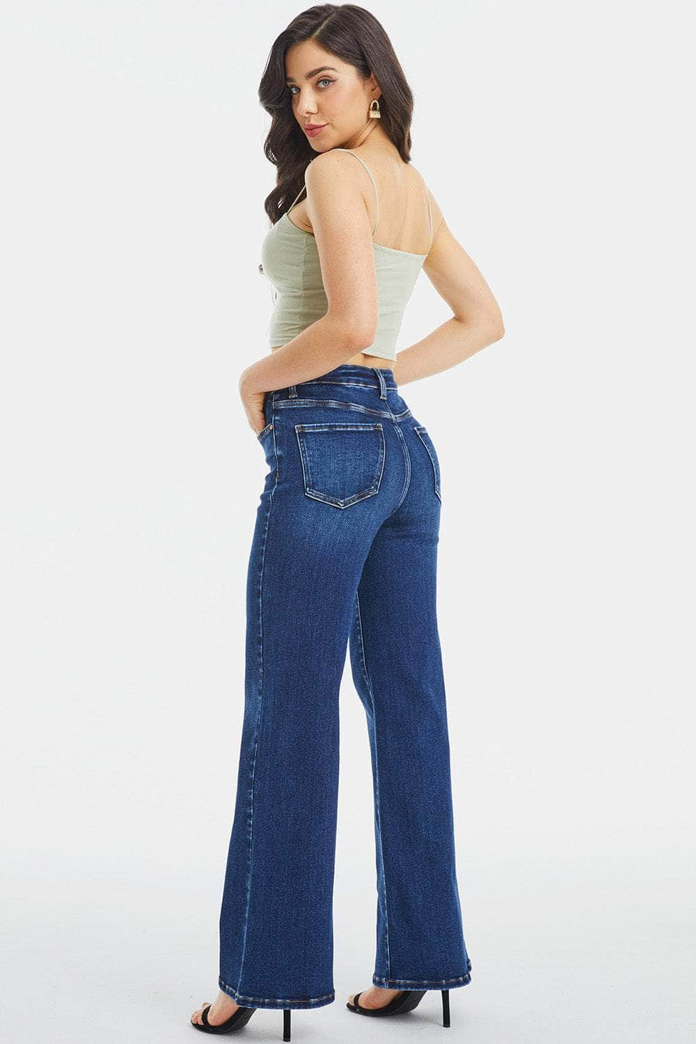 BAYEAS Full Size High Waist Cat's Whisker Wide Leg Jeans