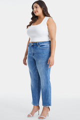 BAYEAS Full Size High Waist Raw Hem Straight Jeans