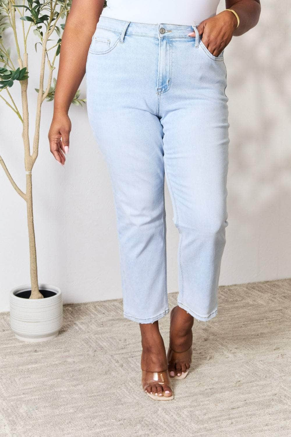 BAYEAS Full Size High Waist Straight Jeans Light / 0(24)