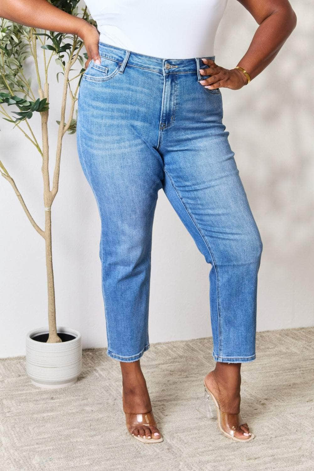 BAYEAS Full Size High Waist Straight Jeans Medium / 0(24)