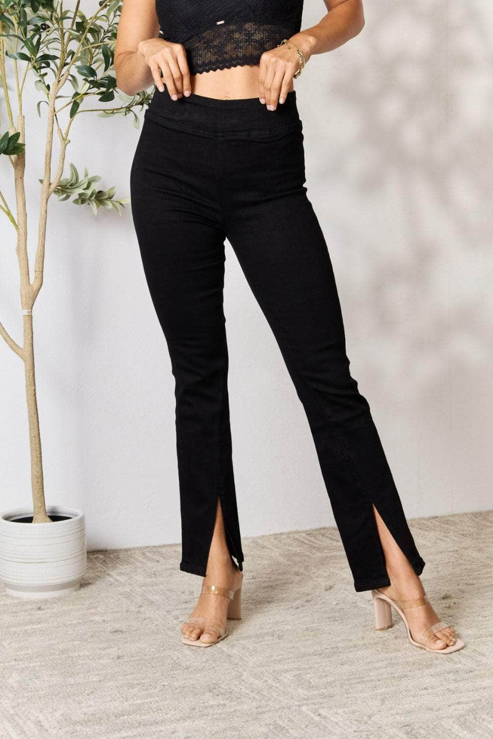 BAYEAS Slit Bootcut Jeans Dark / S