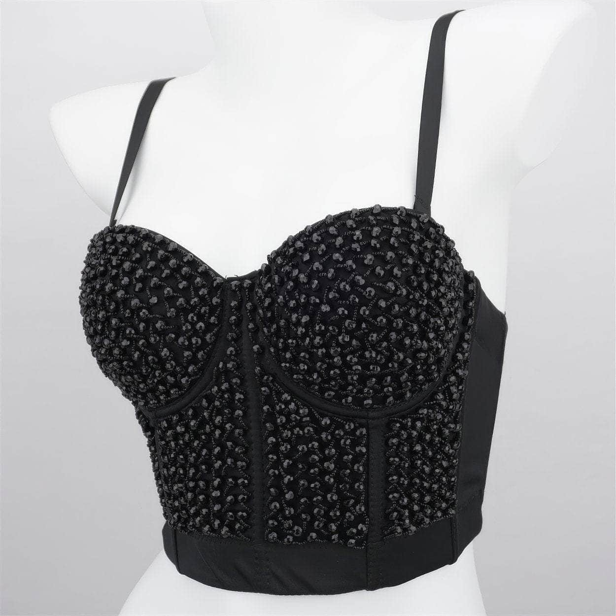 Beaded Rhinestone Push-Up Bustier Bralette Top