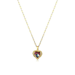 Beautiful Love Heart Amethyst Gold Pendant - A Shiny and Elegant Gift for Women's Jewelry N1264