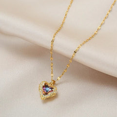 Beautiful Love Heart Amethyst Gold Pendant - A Shiny and Elegant Gift for Women's Jewelry N1264