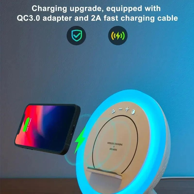 Bedside Night Light - Multi-function Wireless Bluetooth Speaker, Mobile Phone Charging, Bedroom Atmosphere 3-in-1 LED Desk Lamp White