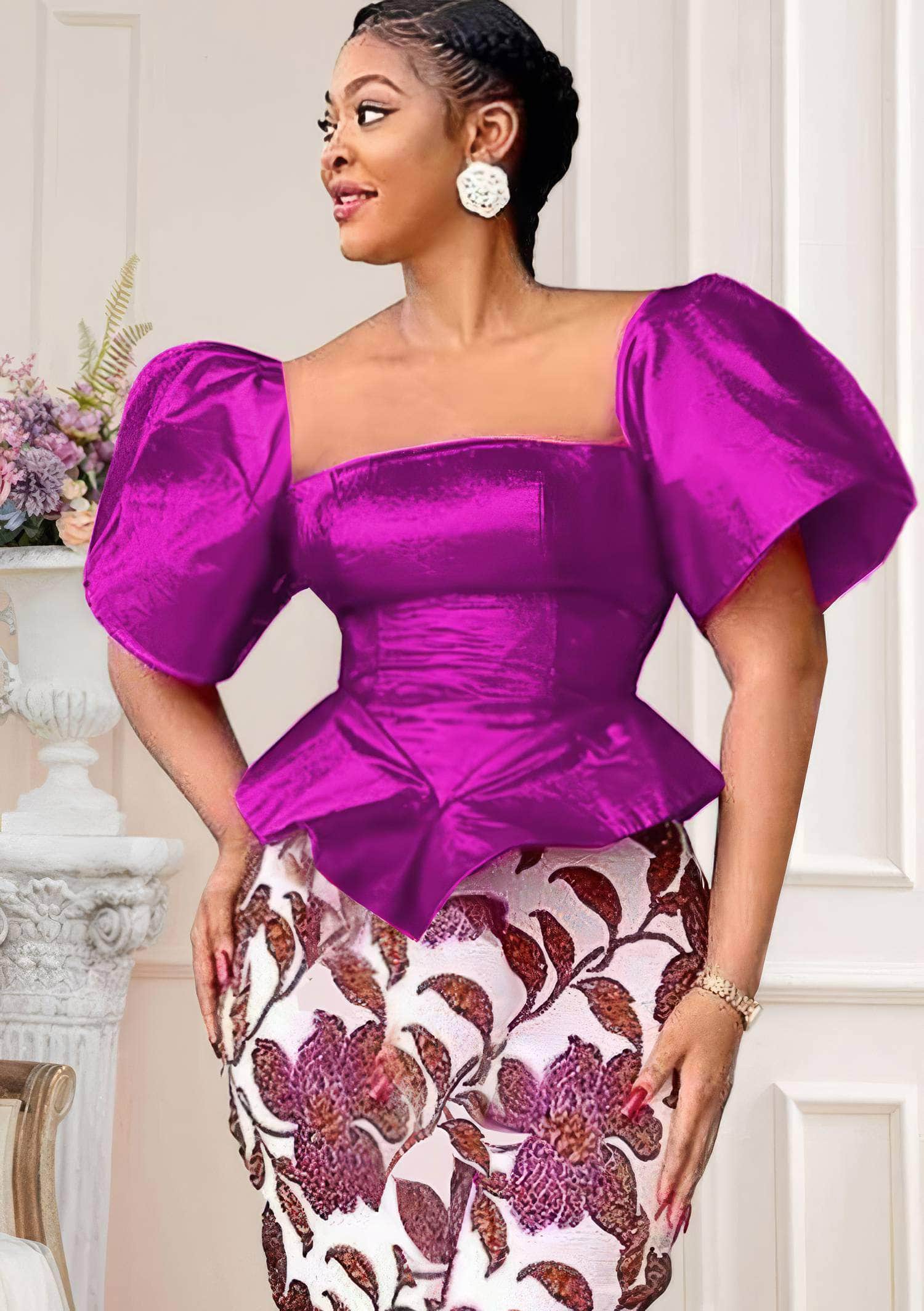 Bell Sleeves Corset Shape Shimmery Top