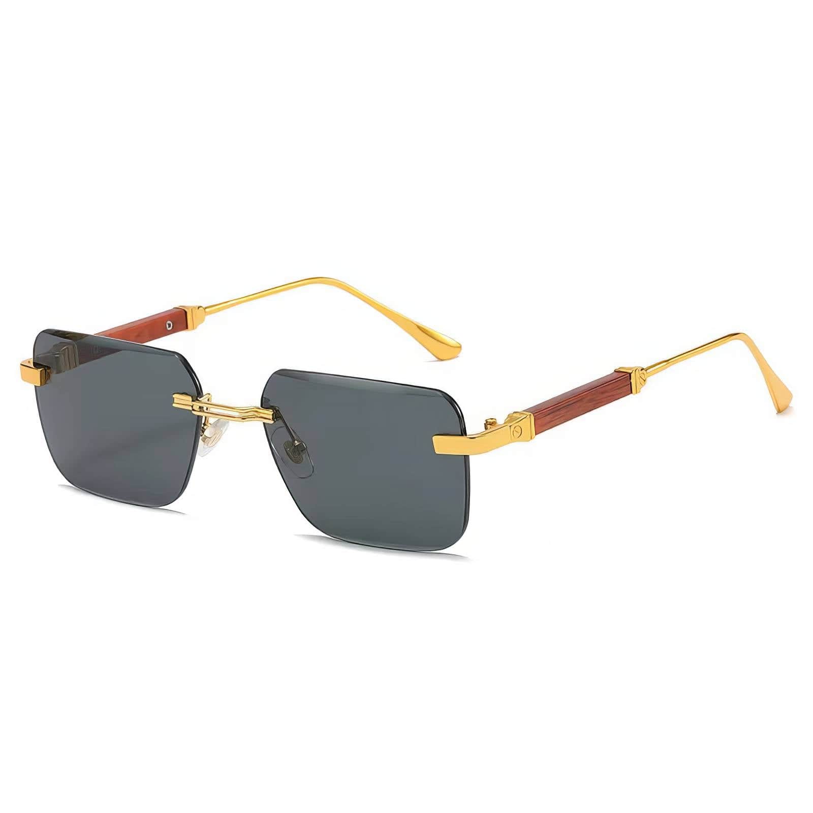 Big Rectangle Rimless Sunglasses Black / Resin
