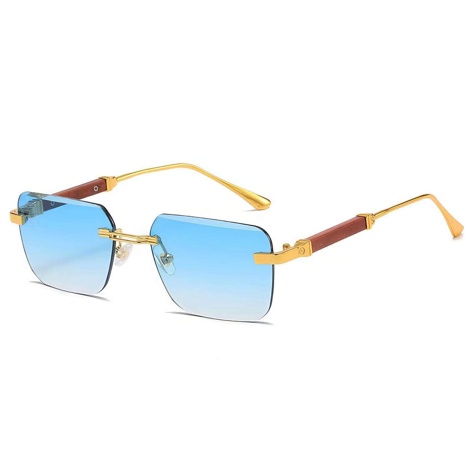 Big Rectangle Rimless Sunglasses Blue / Resin