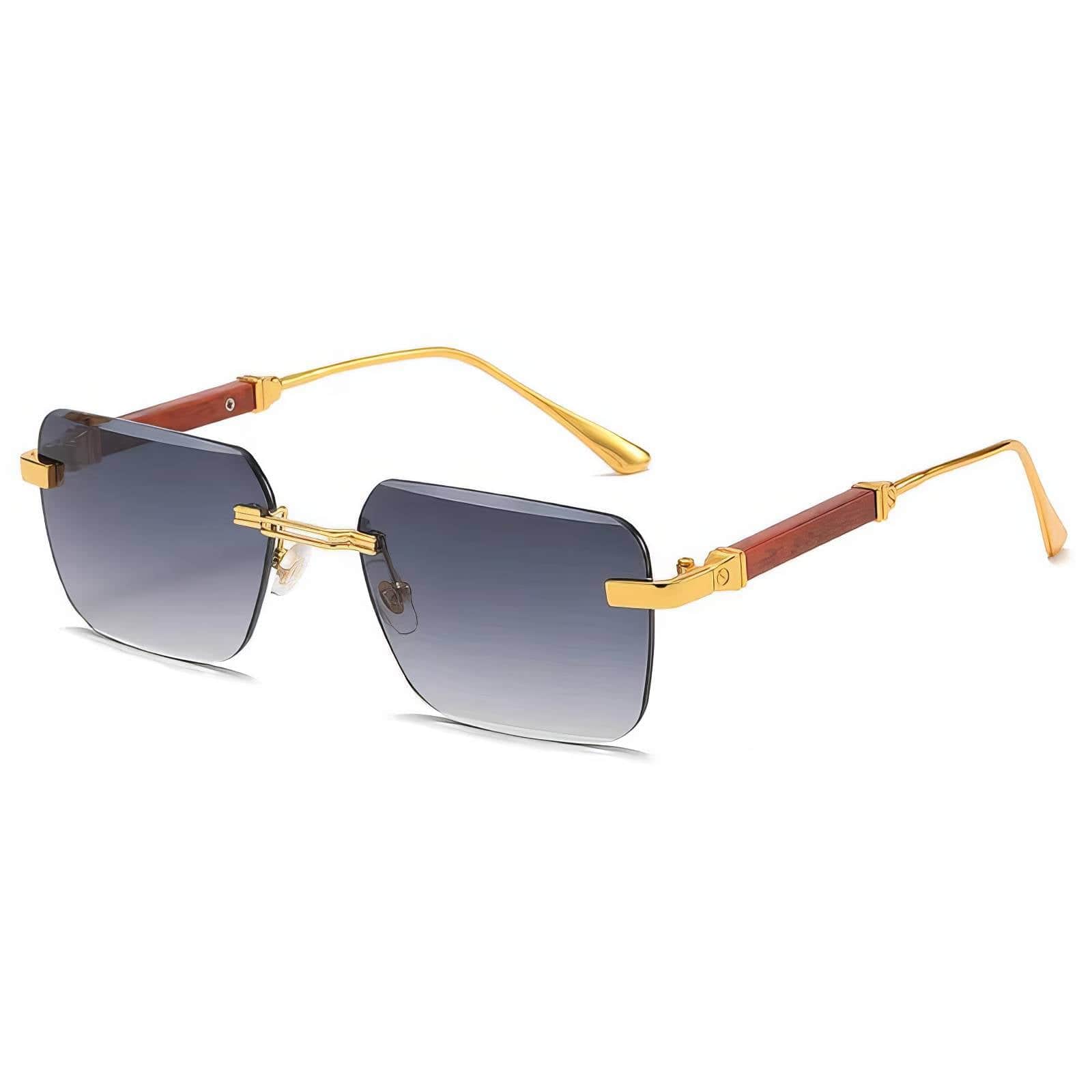 Big Rectangle Rimless Sunglasses Gray / Resin