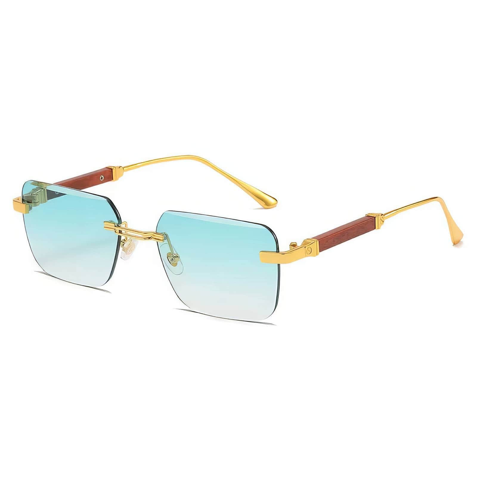 Big Rectangle Rimless Sunglasses Light Blue / Resin