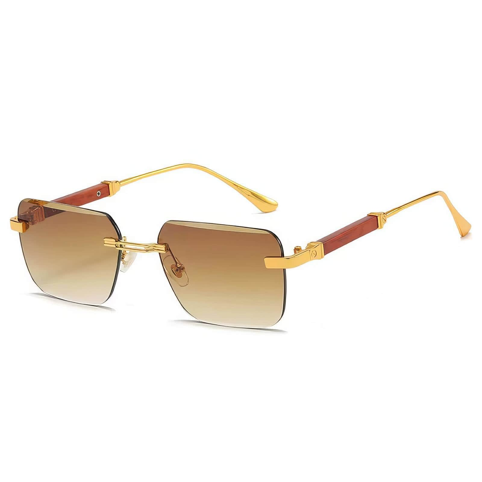 Big Rectangle Rimless Sunglasses Tea / Resin