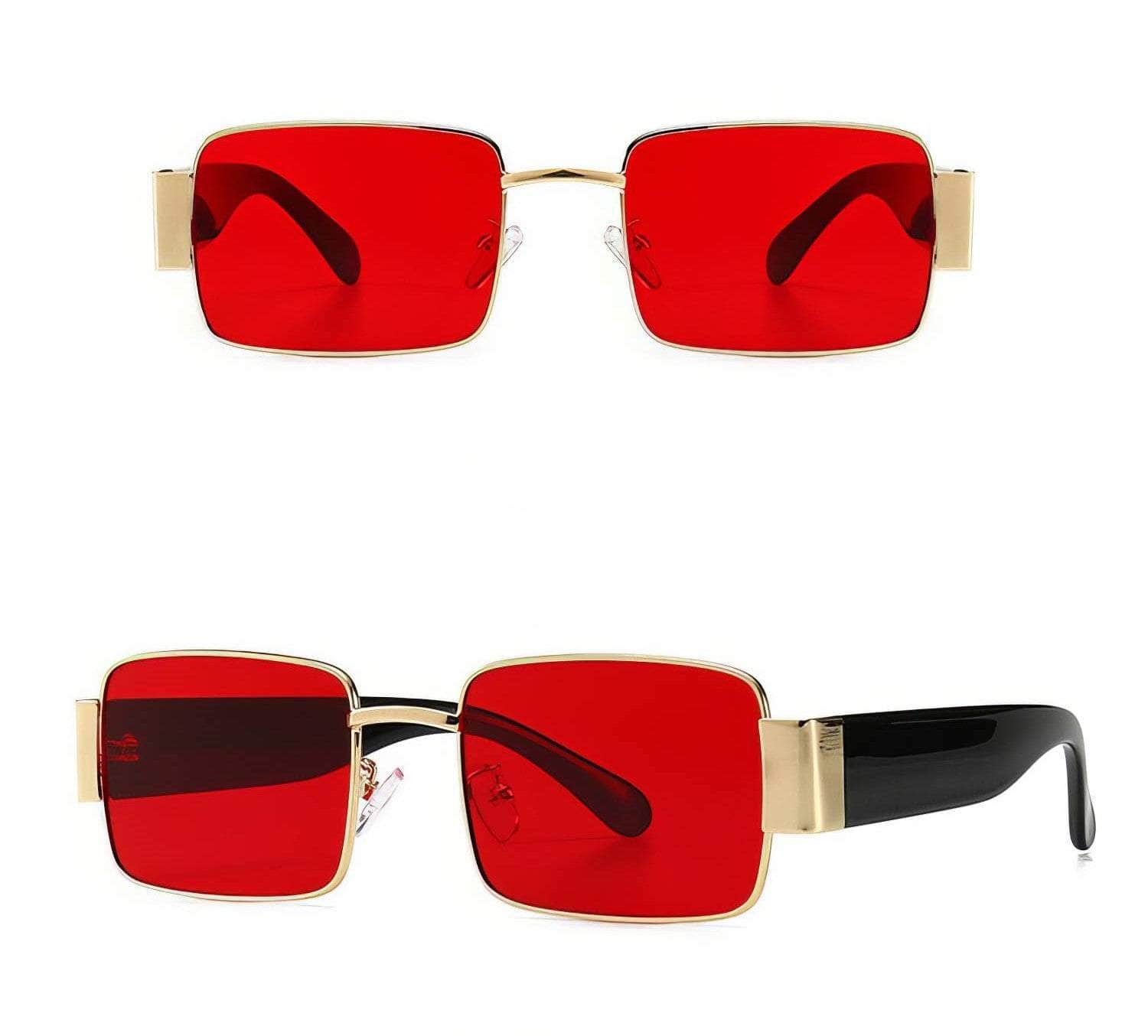 Big Square Transparent Sunglasses Gold Red / Resin