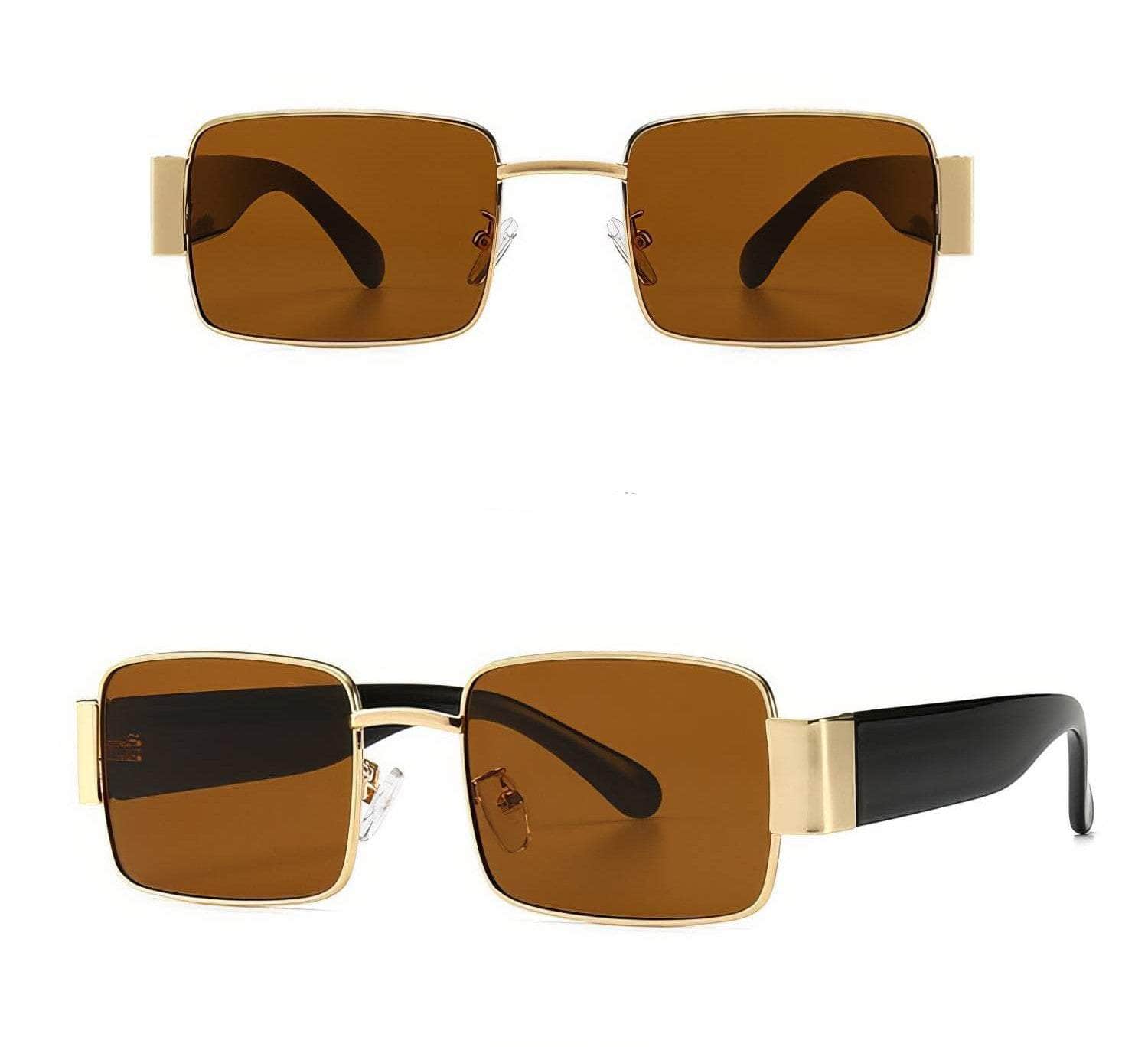Big Square Transparent Sunglasses Gold Tea / Resin