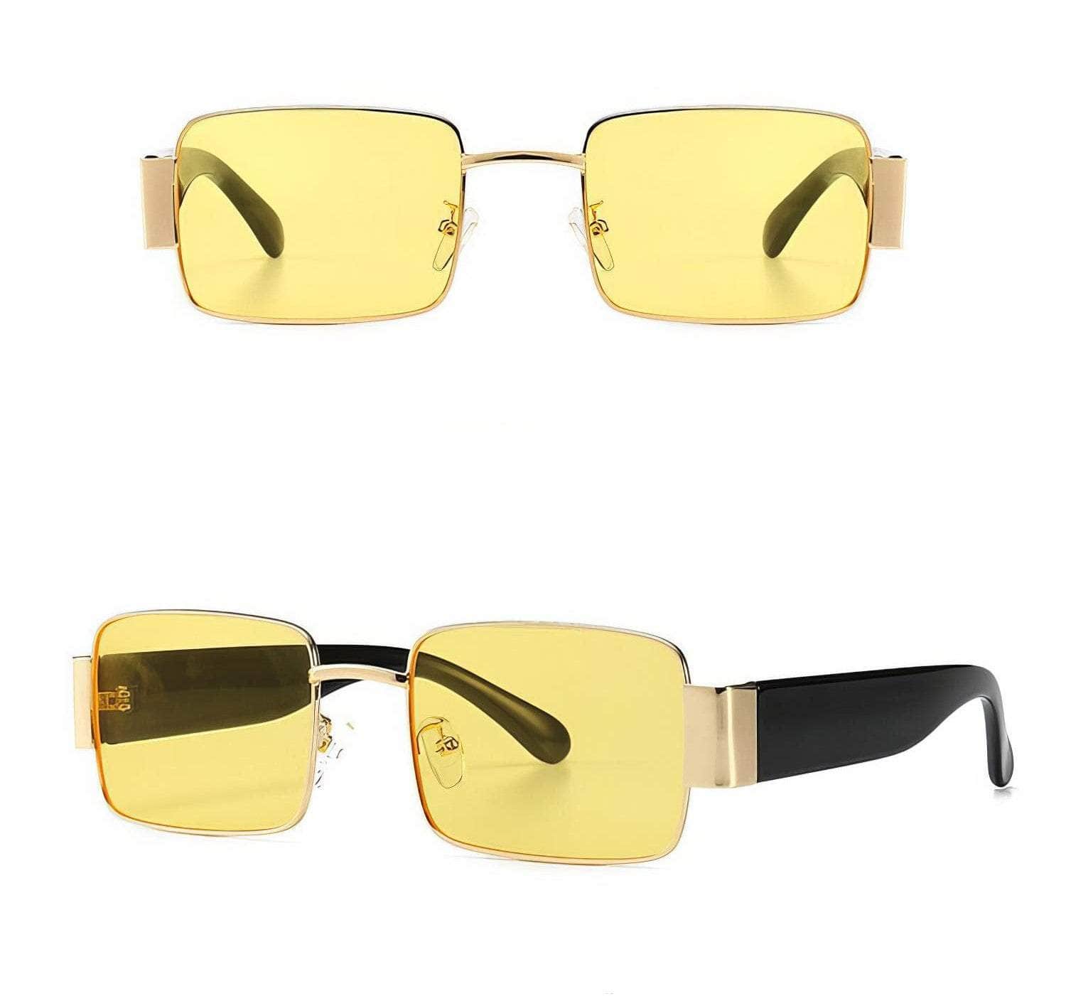 Big Square Transparent Sunglasses Gold Yellow / Resin