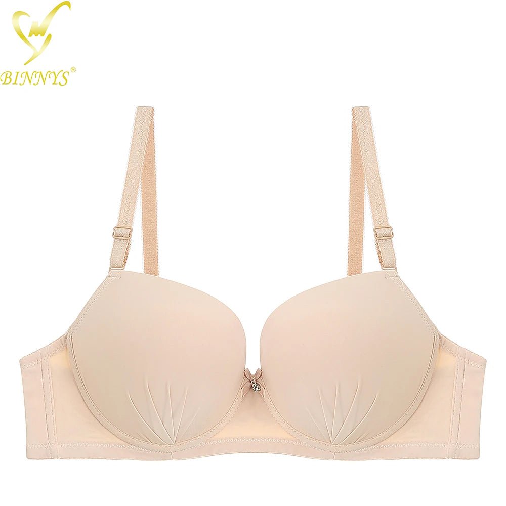 BINNYS B Cup Bra: Latest Girls Simple Style, Teenager Ladies, Super Quality Push-Up Underwire Women's Underwear Beige / B / 34