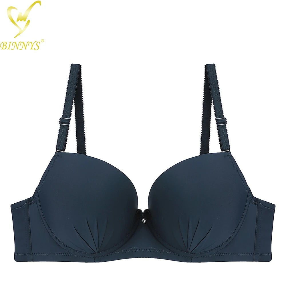 BINNYS B Cup Bra: Latest Girls Simple Style, Teenager Ladies, Super Quality Push-Up Underwire Women's Underwear NAVY / B / 34