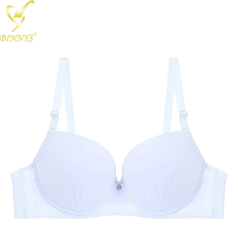 BINNYS B Cup Bra: Latest Girls Simple Style, Teenager Ladies, Super Quality Push-Up Underwire Women's Underwear WHITE / B / 34