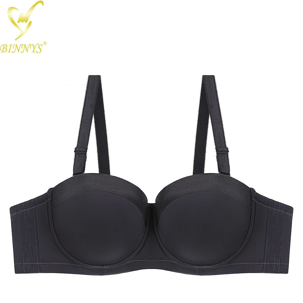 BINNYS Bra for Women: 38C, Strapless C Cup Without Straps, Half Cup, Sexy Underwear, Silicone, High-Quality Lingerie Ladies Bra Gray / C / 34