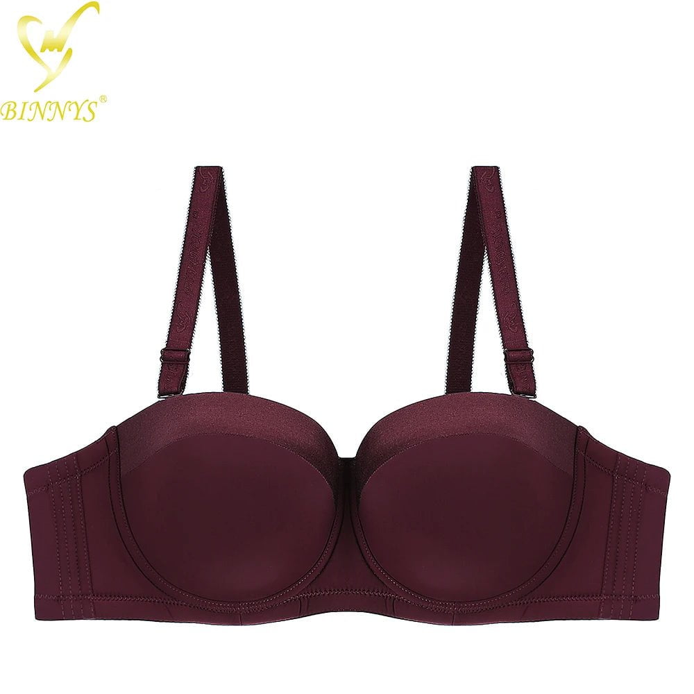 BINNYS Bra for Women: 38C, Strapless C Cup Without Straps, Half Cup, Sexy Underwear, Silicone, High-Quality Lingerie Ladies Bra PURPLE / C / 34