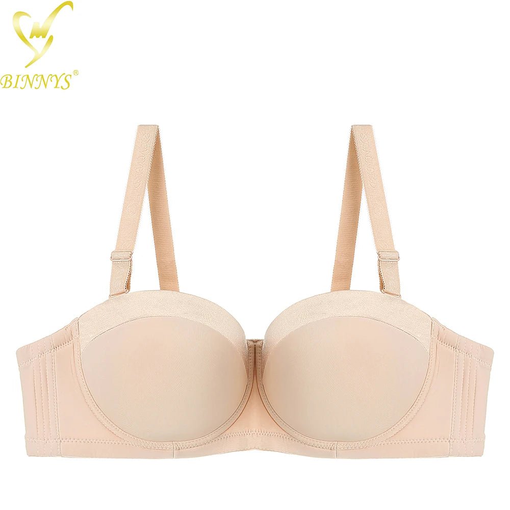 BINNYS Bra for Women: 38C, Strapless C Cup Without Straps, Half Cup, Sexy Underwear, Silicone, High-Quality Lingerie Ladies Bra Skin / C / 34