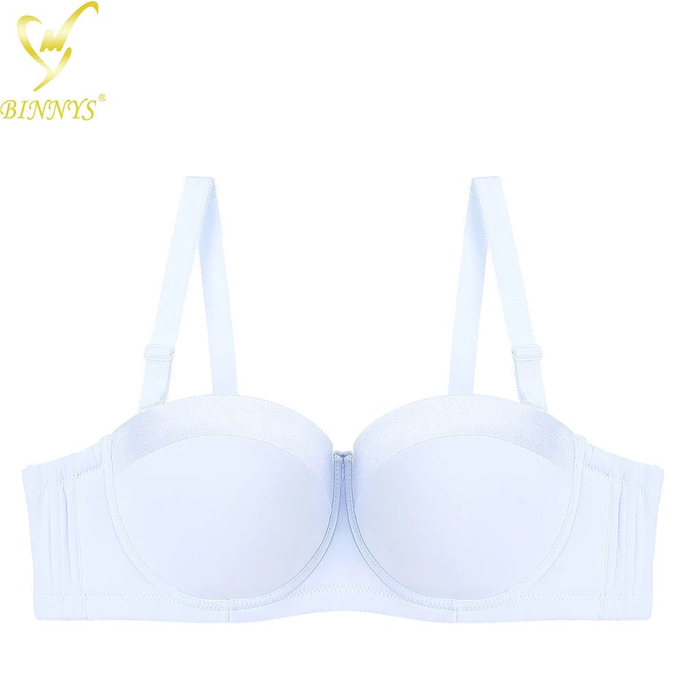 BINNYS Bra for Women: 38C, Strapless C Cup Without Straps, Half Cup, Sexy Underwear, Silicone, High-Quality Lingerie Ladies Bra White / C / 34