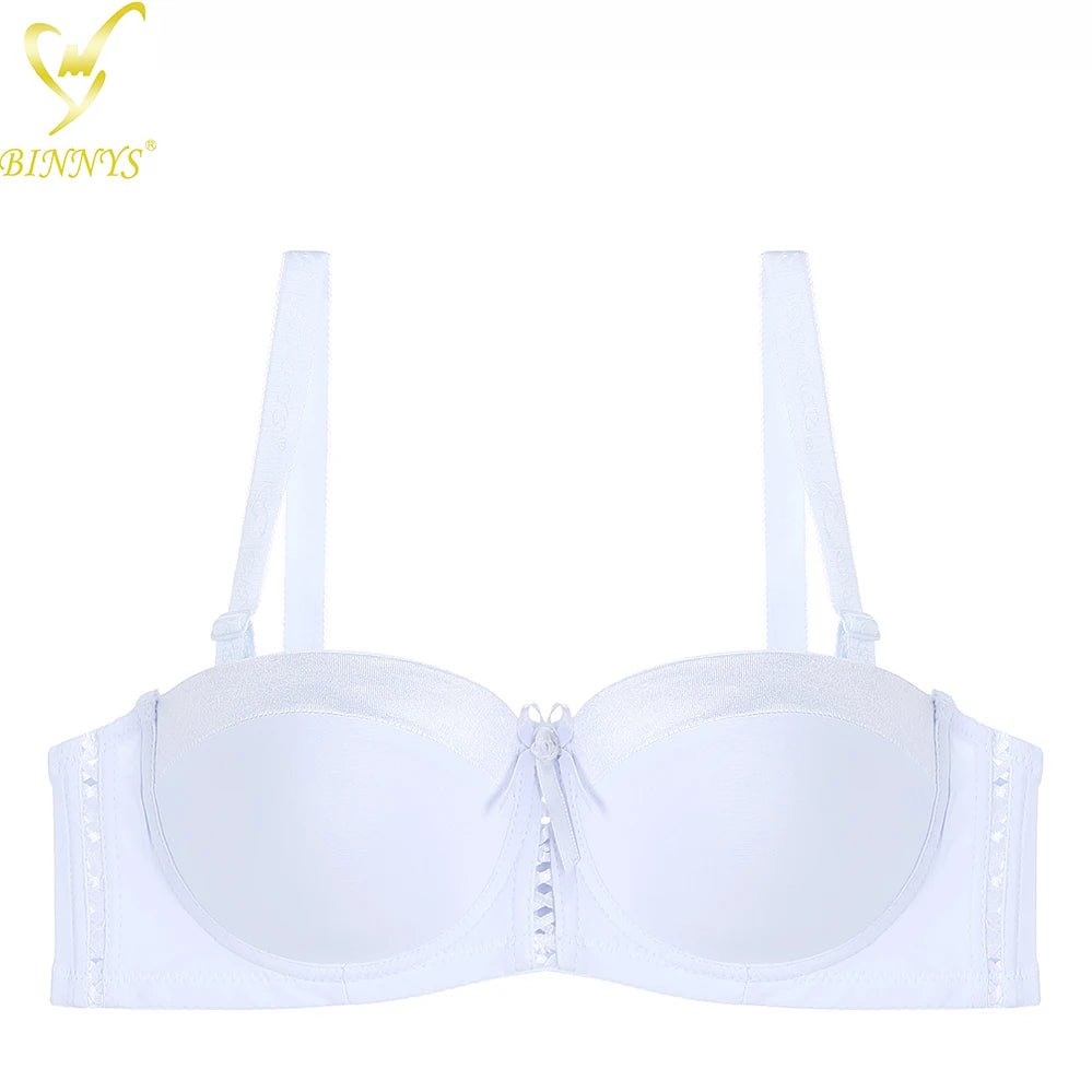 BINNYS C Cup Half Cup Sexy Gathered Ladies Bra Kit - Push-Up Woman Bra WHITE / C / 36