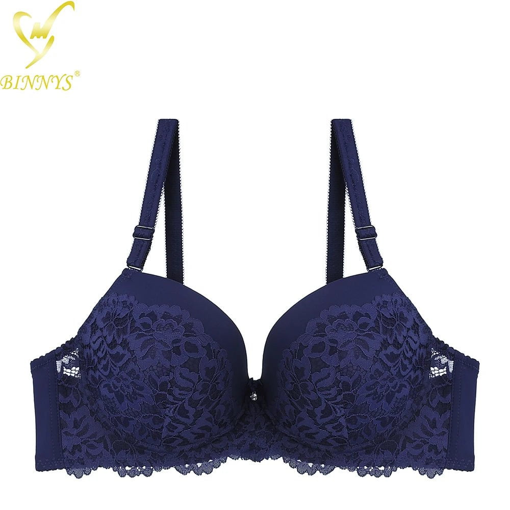 BINNYS D Cup Women's Sexy Strapless Bra: Thin Cup, Plus Size, Breathable Lace, Underwire Women Bra NAVY / D / 36