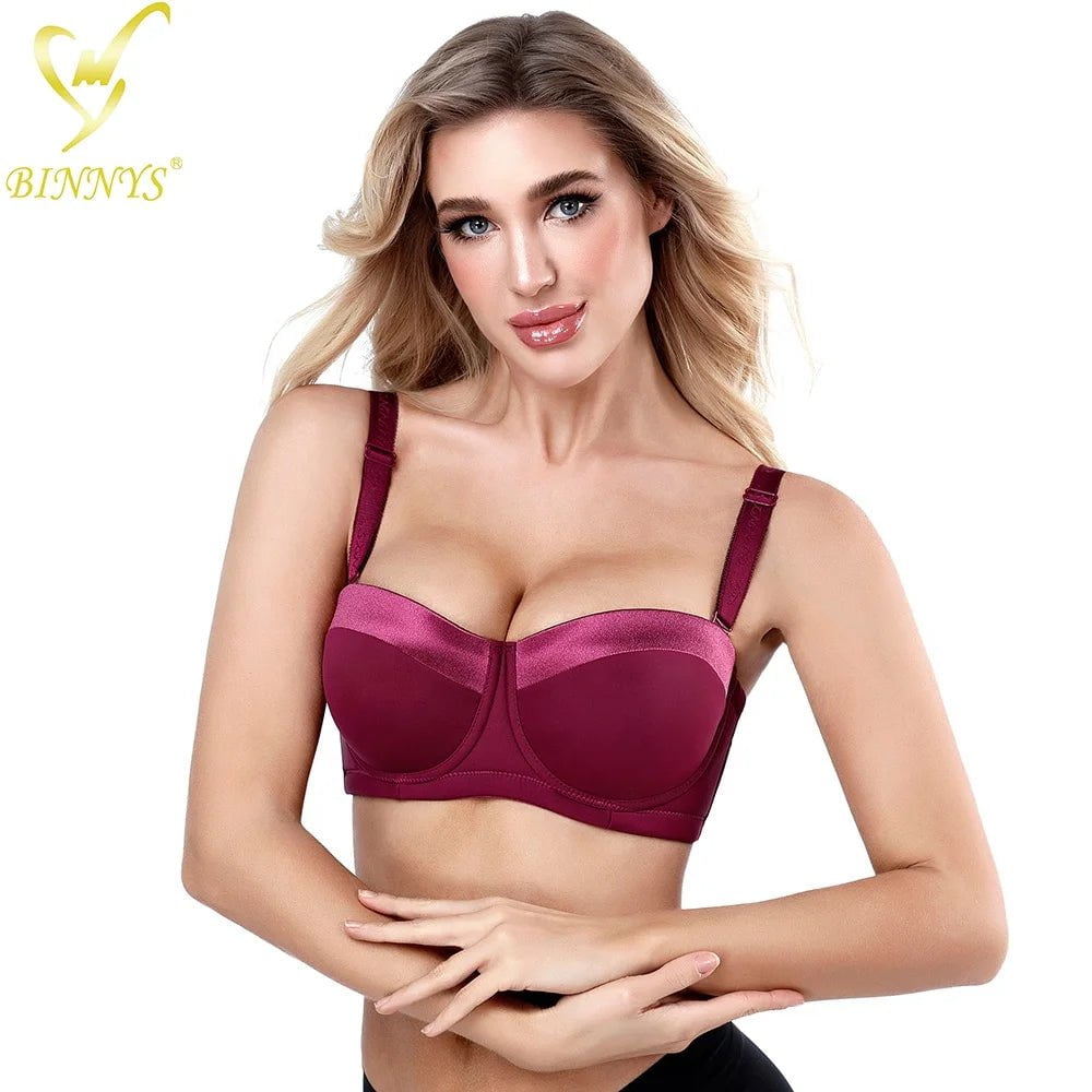 BINNYS D Cup Women's Underwear: Female Lingerie Bras 38D, Big Plus Ladies Brief, Large Size Half Cup Women Bras