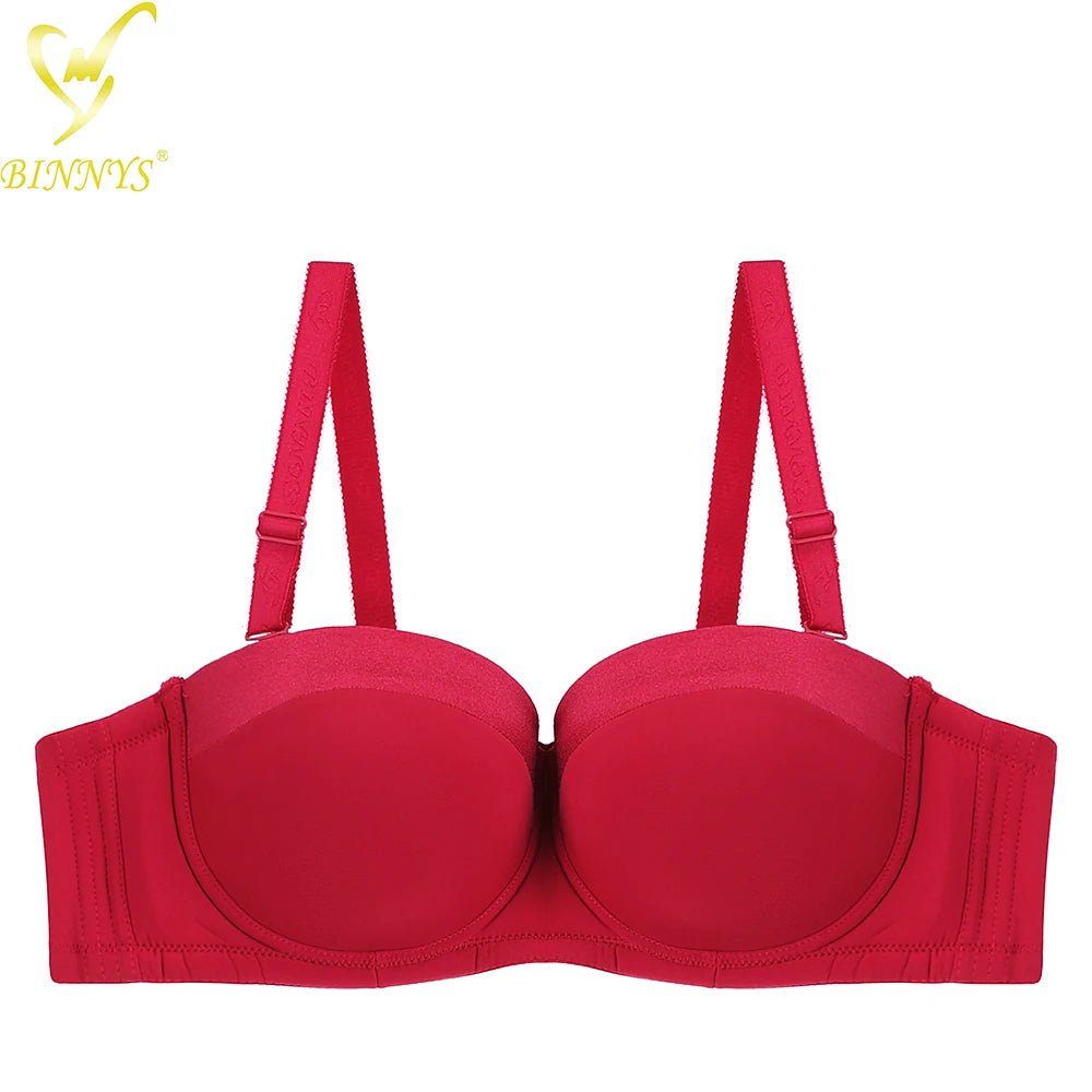 BINNYS D Cup Women's Underwear: Female Lingerie Bras 38D, Big Plus Ladies Brief, Large Size Half Cup Women Bras Red / D / 36