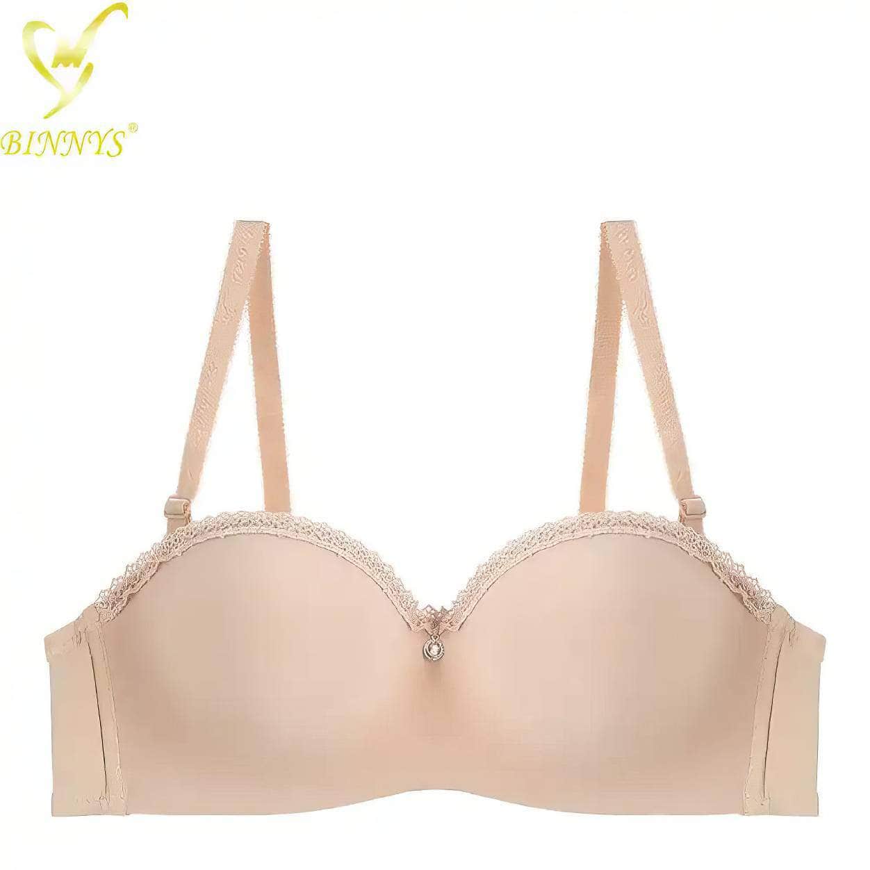 BINNYS Strapless Bra: B Cup, High-Quality Solid Nylon, Breathable, Half Cup, Ladies Underwire